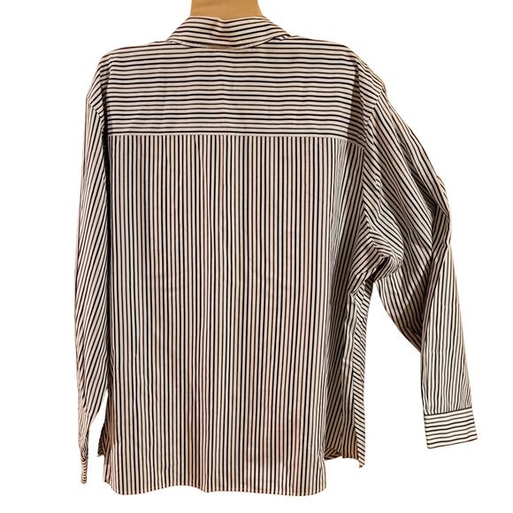 Foxcroft 20W Non-Iron Button Up Shirt Black White Gray Chevron Long Sleeve - Picture 6 of 6